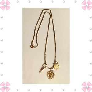 Necklace w/3 charms/pendants - 18”L necklace is 925 silver w/gold plating BOGO
